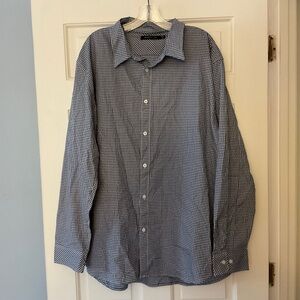 District And Row Men’s Button Up Shirt Navy Blue Gingham Check Size XXL 2XL NWT